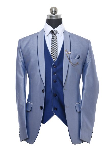 Suits Polyester Viscose Party Wear Regular fit Single Breasted Designer Self 5 Piece Suit La Scoot